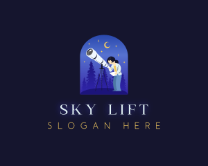 Astronomer Telescope Stargazing logo design