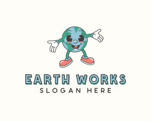 Cartoon Globe Earth logo design