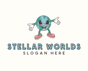 Cartoon Globe Earth logo design