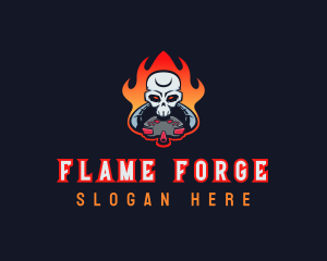  Gaming Skull Fire logo design