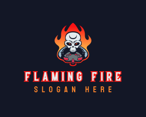  Gaming Skull Fire logo design