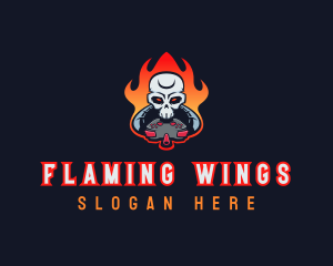  Gaming Skull Fire logo design