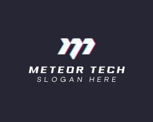 Tech Glitch Letter M logo design