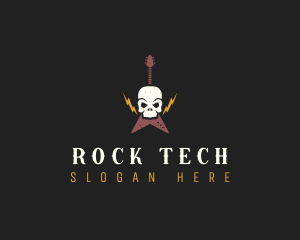 Guitar Skull Rock Band logo design