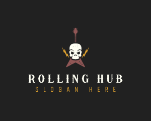 Guitar Skull Rock Band logo design