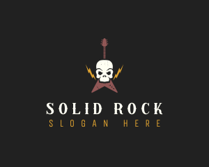 Guitar Skull Rock Band logo design