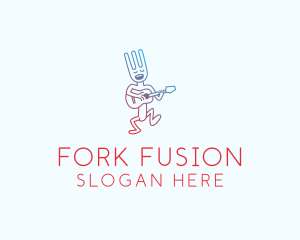 Singing Fork Cartoon logo design