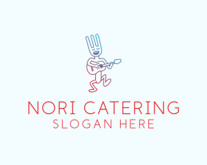 Singing Fork Cartoon logo design