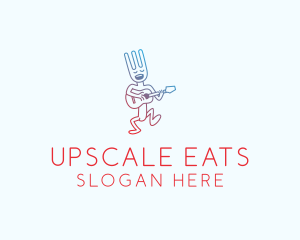 Singing Fork Cartoon logo design