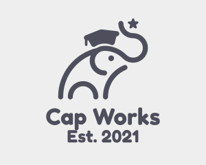 Elephant Graduation Hat logo design