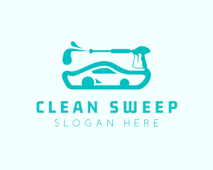 Sedan Car Pressure Cleaning logo design