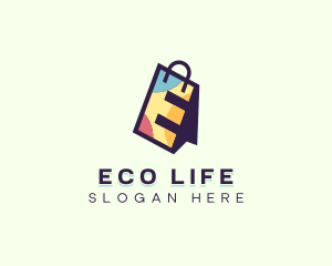 Shopping Bag Letter E logo design