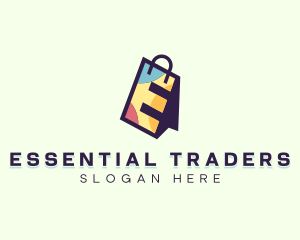 Shopping Bag Letter E logo design