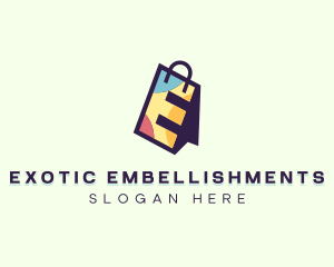 Shopping Bag Letter E logo design