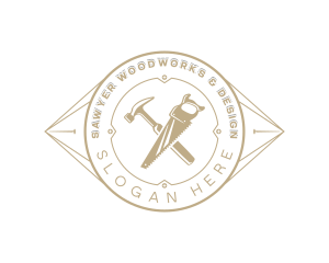 Hammer Handsaw Woodwork logo design