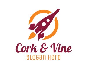 Wine Bottle Rocket logo design