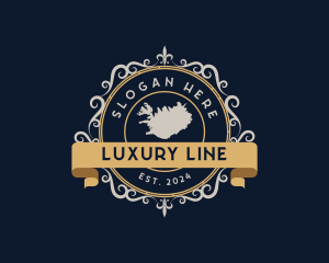 Iceland Map Luxury Ornament logo design