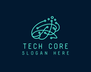 Brain Circuit Tech Cyberspace  logo design