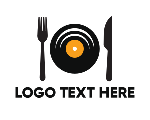 Vinyl Fork Knife Dining logo design