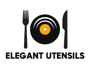 Vinyl Fork Knife Dining logo design