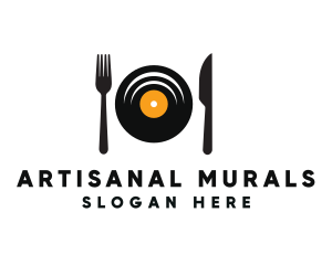 Vinyl Fork Knife Dining logo design