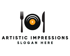 Vinyl Fork Knife Dining logo design