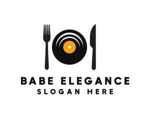 Vinyl Fork Knife Dining logo design