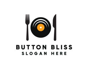 Vinyl Fork Knife Dining logo design