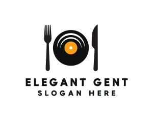 Vinyl Fork Knife Dining logo design