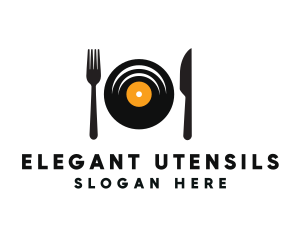 Vinyl Fork Knife Dining logo design