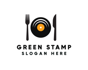 Vinyl Fork Knife Dining logo design