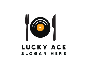 Vinyl Fork Knife Dining logo design