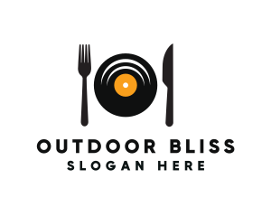 Vinyl Fork Knife Dining logo design