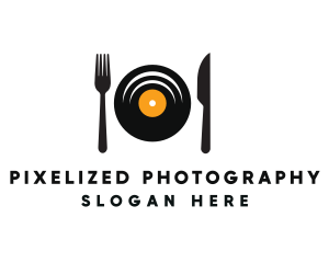 Vinyl Fork Knife Dining logo design