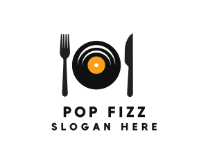 Vinyl Fork Knife Dining logo design