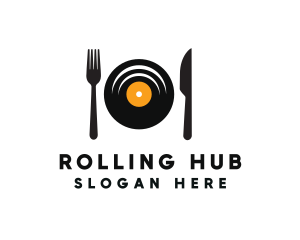 Vinyl Fork Knife Dining logo design