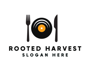 Vinyl Fork Knife Dining logo design