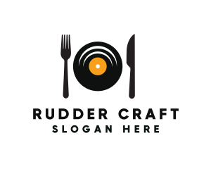 Vinyl Fork Knife Dining logo design