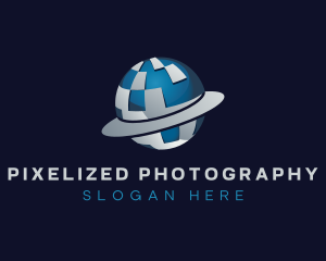 Pixel Digital Globe logo design