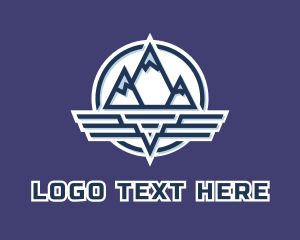 Volcano - Mountain Wing Badge logo design