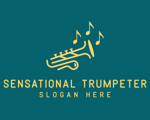  Trumpet Quaver Music Note logo design