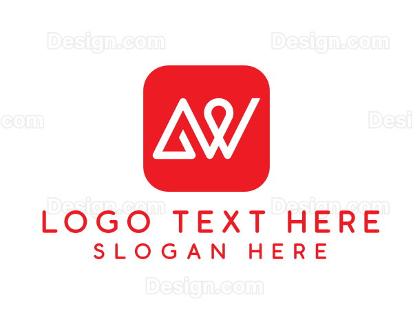 Red App Letter AW Logo