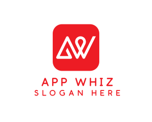 Red App Letter AW logo design