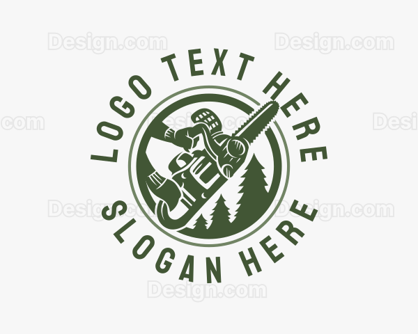 Chainsaw Pine Tree Logging Logo
