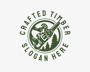 Chainsaw Pine Tree Logging logo design