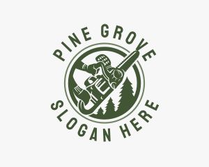 Chainsaw Pine Tree Logging logo design