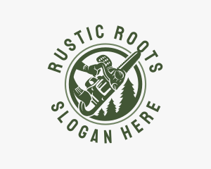 Chainsaw Pine Tree Logging logo design