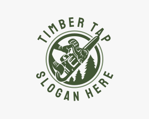 Chainsaw Pine Tree Logging logo design