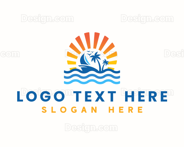 Tropical Beach Vacation Logo