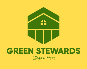 Green Hexagon Home logo design